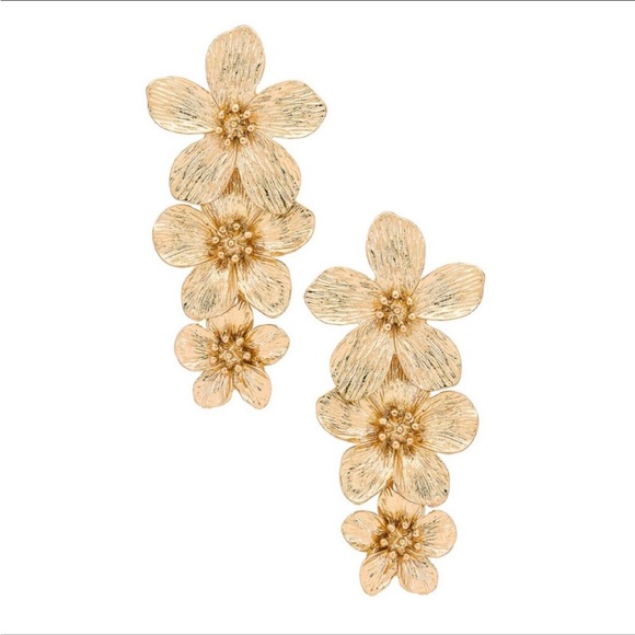 REVOLVE Jewelry - NEW Anthropologie Shashi "Botanique" Flower Design Gold Drop Earrings